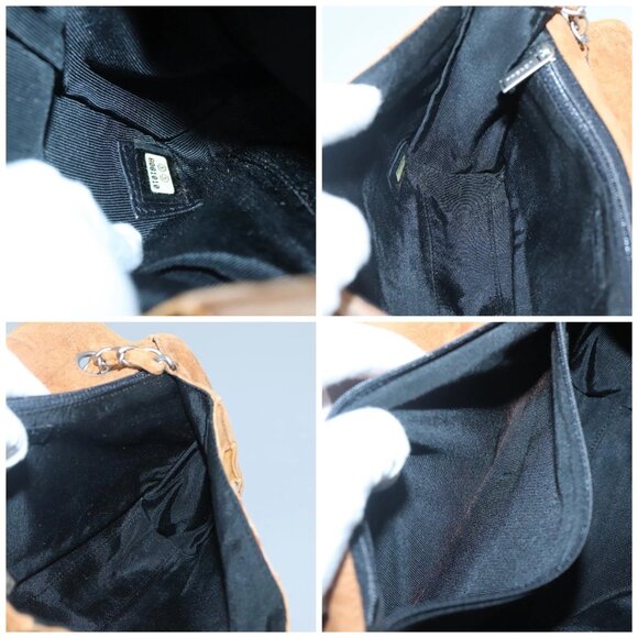 CHANEL Chain Shoulder Bag Suede Brown Gold CC Auth PP566 - Picture 14 of 15